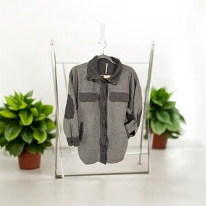 Free People Charcoal Button-Up Jacket